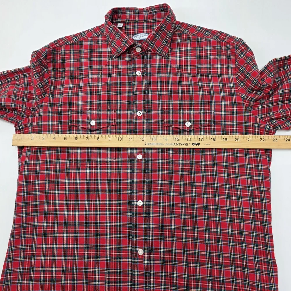 Americana Workwear Vincenzo di Ruggiero Flannel Men’s 16.5 Red Tartan Italian... - Picture 10 of 13